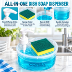 CORSA 2-in-1 Dish Soap Dispenser with Sponge Holder | Transparent Kitchen Sink Organizer