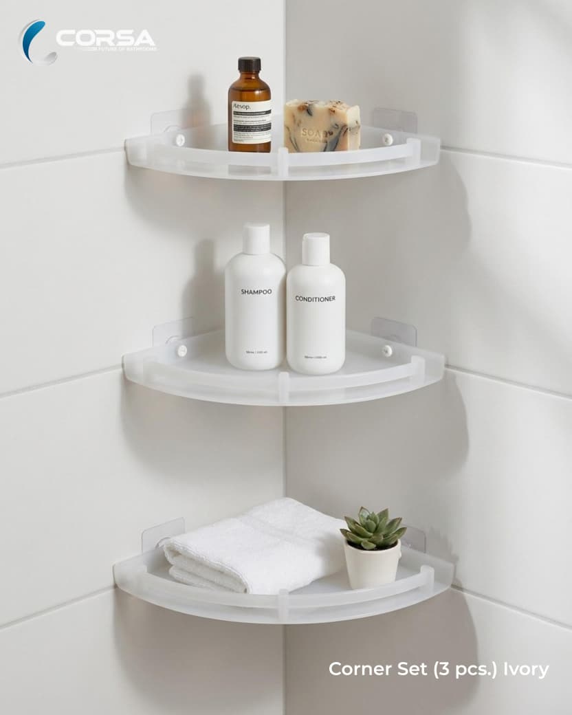 Corner Shelf Set (3 Pcs.) Ivory – Elegant Storage for Every Corner