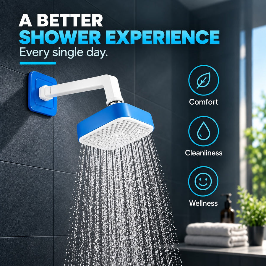 Corsa Bath Fittings Two-Flow Wall-Mounted Rain Shower – Blue & White